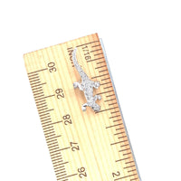 14k White Gold Tiny Genuine Natural Diamond Lizard Salamander Pin (#J5202)