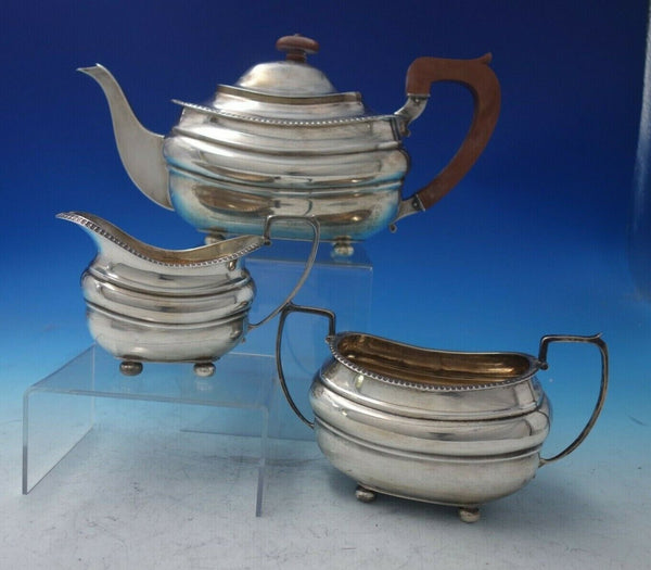 Gadroon by CSG Sterling Silver Tea Set 3pc Tea Pot Sugar Creamer (#5593)