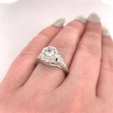 14k White Gold Filigree 3/4 Carat Genuine Natural Diamond Ring (#J5421)