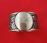 Shiebler Sterling Silver Napkin Ring Floral Design #209 1 3/4" with Mono "Seth"