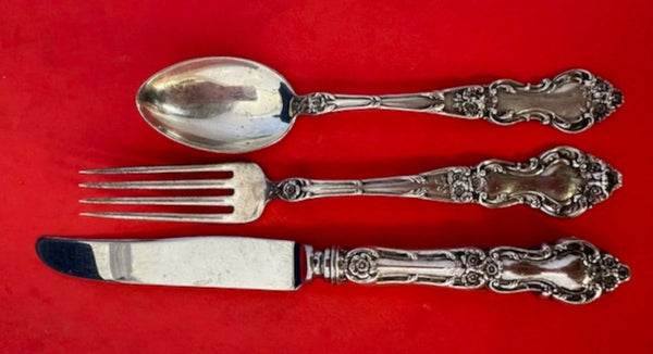 Meadow Rose by Wallace Sterling Silver Junior Set 3pc Infant Heirloom Silverware