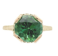 14k Yellow Gold 2.94 Carat Green Genuine Natural Tourmaline Ring 5.25 (#J6925)