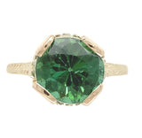 14k Yellow Gold 2.94 Carat Green Genuine Natural Tourmaline Ring 5.25 (#J6925)