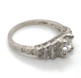 Platinum Art Deco .61ct Genuine Diamond Engagement Ring with GIA Report (#J6747)
