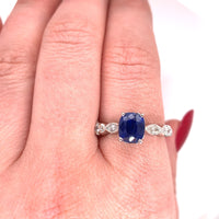 2.13ct Genuine Natural Sapphire Platinum Ring with Diamonds Jewelry (#J5779)