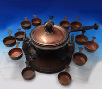 Joseph Heinrichs Mixed Metals and Wood Chafing Set 13pc Dish Ramekins  (#7137)