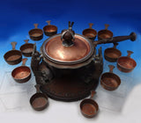 Joseph Heinrichs Mixed Metals and Wood Chafing Set 13pc Dish Ramekins  (#7137)