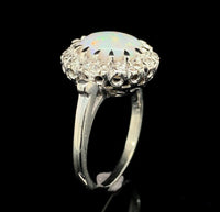 14k White Gold Genuine Natural Opal and Diamond Ring Size 5.5 Jewelry (#J6494)