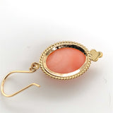 14k Yellow Gold Natural Coral Drop Earrings 11.26ct Total Weight (#J7292)