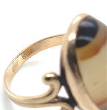 10k Yellow Gold Banded Genuine Natural Agate Ring Size 5 Jewelry (#J7271)