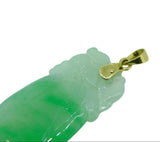 18k Yellow Gold Carved Jade Pendant A Jadeite with Report (#J4594)