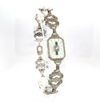 10k White Gold Art Deco Rock Crystal Quartz Bracelet (#J5536)