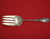 Chrysanthemum by Durgin Sterling Silver Cold Meat Fork with Design 9 1/4"