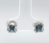 14k White Gold 1.62cttw Round Genuine Natural Aquamarine Stud Earrings (#J6376)