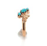 10k Rose Gold 3 Stone Genuine Natural Turquoise Ring Size 5.5 Jewelry (#J6359)