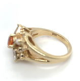 14k Yellow Gold Heavy Mandarin Orange Genuine Natural Garnet Diamond Ring #J6315