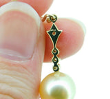 14k Yellow Gold 9.5mm Golden South Sea Pearl Dangle Earrings (#J4615)