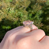 14k White Gold Large 10.85 Carat Genuine Natural Morganite Ring (#J6548)