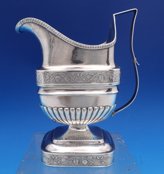 Floral by Unknown Sterling Silver Milk Pitcher Gadroon Edge 6 3/4" (#8484)