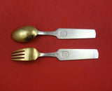 Christmas by A. Michelsen Sterling Silver Fork and Spoon Set 2pc 1963 Vermeil