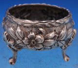 Repousse by Kirk Sterling Silver Open Salt Pepper Shaker & Spoon Set 3-pcs #8365