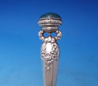 Foster and Bailey Sterling Silver Shoe Horn w/SP Blade Green Cabochon 8" (#7256)