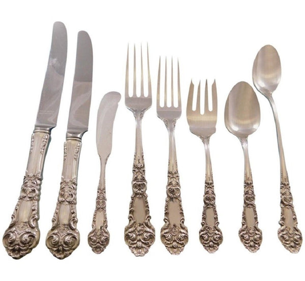 French Renaissance Reed & Barton Sterling Silver Flatware Set Service 70 pcs Dn