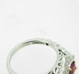 14k White Gold .46ct Genuine Natural Ruby Ring with Diamond Halo (#J5100)