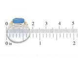 10k White Gold Filigree Genuine Natural Blue Onyx Ring w/ Gold Accents (#J6601)