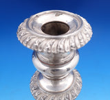 Silver on Copper Candlestick Pair 10 1/2" tall x 4 5/8" (#8554)