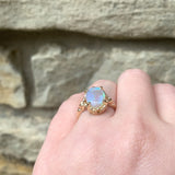 2.96ct Genuine Natural Opal 14k Yellow Gold Ring w/ Decorative Setting (#J6080)