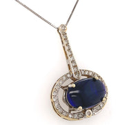 14k Gold Genuine Natural Black Opal and Diamond Pendant with GIA Report (#J6594)