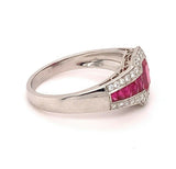 Platinum 1.86 Carat Genuine Natural Ruby and Diamond Ring (#J4870)