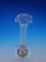 Gadroon by Crown Sterling Silver Vase w/Etched Glass 10 1/2" Vintage (#3627)