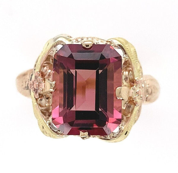 10k Rose Gold Filigree 3.80 Carat Pink Genuine Natural Tourmaline Ring (#J6550)