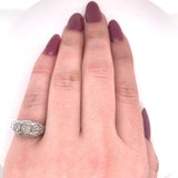18k Gold Art Deco Three Stone Genuine Natural Diamond Filigree Ring (#J5587)