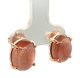 14k Rose Gold Stud Earrings w/ 7.72 Carats TW Genuine Natural Sunstones (#J7538)