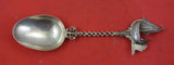 Dutch Sterling by Various Makers Berry Spoon .833 silver w/ 3-D ship 8 1/2"