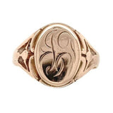 10k Gold Men's Signet Ring with Scroll Monogram Size 10.5 Jewelry (#J6640)