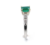 Platinum and 14k Gold .82ct Genuine Natural Emerald and Diamond Ring (#J6380)