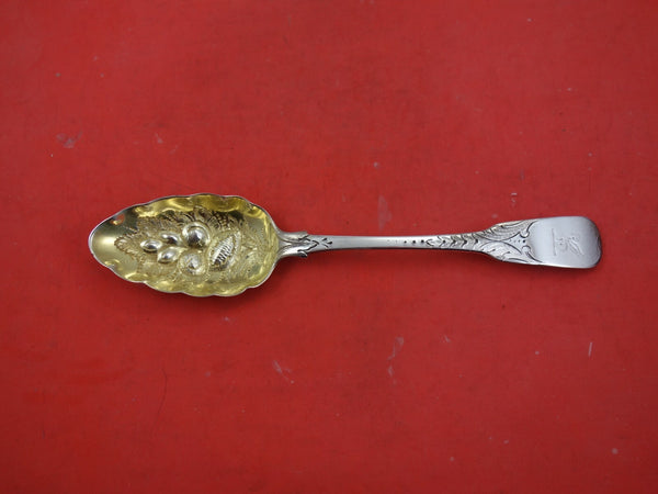 English Georgian Sterling Silver Berry Spoon c1812 GW Chased Fruit 8 3/4" London
