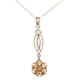 Victorian 10k Genuine Natural Diamond Lavaliere Pendant with 14k Chain (#J7262)