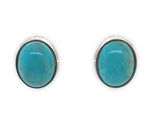 14k White Gold 4.71ct Genuine Natural Kingman Turquoise Stud Earrings (#J7122)