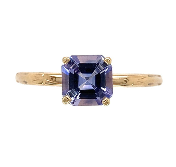 14k Yellow Gold .94ct Genuine Natural Ceylon Blue Sapphire Ring 6.75 (#J7318)