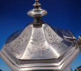 Gelston Treadwell Coin Silver Tea Pot Bright-Cut w/ Japanesque Motifs (#3929)