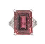 18k Gold Large 9.93 Carat Genuine Rubellite Tourmaline and Diamond Ring (#J7012)