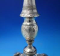 FDG .833 Silver Candlestick Pair Applied Flowers Ball Lion Feet c.1850 (#5522)