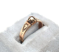 10k Rose Gold Victorian Seed Pearl Ring Hand Engraved Size 6.75 Jewelry (#J6292)