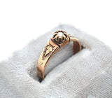 10k Rose Gold Victorian Seed Pearl Ring Hand Engraved Size 6.75 Jewelry (#J6292)