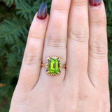 10k Yellow Gold 3.73 Carat Genuine Natural Peridot Ring Size 6.75 (#J6384)